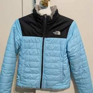 The North Face Kids Light Blue and Black Puffer Jacket